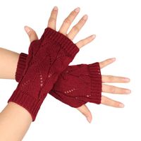 Gants de sport Femmes élégantes main chaleureuse chaleur hiver crochet tricoter fausse laine motrice chaude doigts sans doigts * mode
