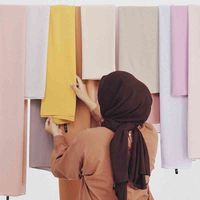 Scarves Malaysian silk chiffon scarf, uniform color, Muslim womens headscarf, Islamic long shawl, Pashmina, 175x70cm, summer RQF1