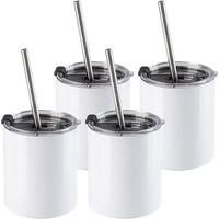 Stok süblimasyon boş bardak beyaz 10 oz paslanmaz çelik bardak saman ve kapak süblimasyon kahve fincanı ile cricut kupa için kupalar