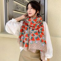 Scarves Luxury Fashion Cotton Strawberry Scarf Wrap,korean Shawl,Muslim Hijab,echarpe Femme,bohemian Stole Sjaal,ponchos And Capes