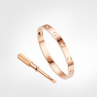 Bracelets de bracelets classiques Tititanium pour amoureux Bracelet Bracelet Rose Gold Couple Bracelet Bijoux Saint Valentin Cadeau de la Saint Valentin avec encadré 15-22cm