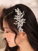 Vintage Silver Gold Luxury Hair Comb Leaves Rhinestone Elegancki kwiat Bridal Flower Headpiece Kobiety Włosy Biżuteria Akcesoria