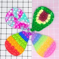 Avocado Push Bubble Fidget Toys Decompression Rainbow Color Stress Relief Antistress Squishy Simple Dimple a52