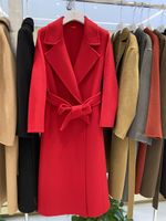Lana da donna miscela giacche cappotti lungo cintura lunga 100% cappotto in lana colletto a turni tasche a colori solido parka