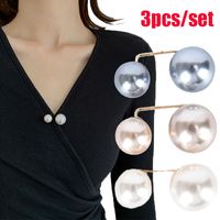 Luxury 3Pcs Set Double Pearl Brooch Pins Anti-fade Exquisite Elegant Brooches for Women Sweater Coat Summer Dress Decoration