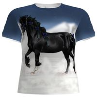 T-shirt T-shirt 3D-utskrift Grafisk häst Animal Print Kortärmad Daglig Top Basic Casual Blå / Vit Mode