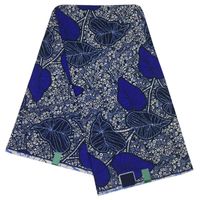 Şerit Mavi Yaprak Desen Baskılı Polyester Tissus Afrika Balmumu Kumaş 6 yards \ Lot 2021 Moda