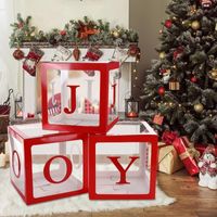 Gift Wrap RED JOY DIY Christmas Decoration Box Cube Transparent Boxes Creative Letter Birthday