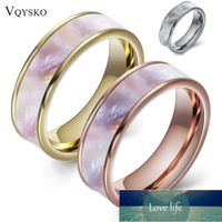 Dos colores moda 316L anillo de joyería de acero inoxidable anillos de boda de shell natural para mujeres precio de fábrica experto diseño de calidad Último estilo Estado original