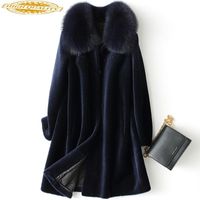 Pelliccia femminile Faux Giacca invernale Cappotto reale Cappotto Donne Collare 100% Cappotti di lana e Giacche Plus Size 5XL XESD1812 KJ3825