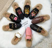 Designer Women Mules Shoes Luxury Real Fur Lazy Slippers Gen...