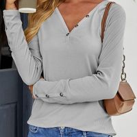 Kadın Bluz Gömlek Moda Düğmeler Nervürlü Bluz Kış Seksi V Yaka Tops Tee Kadın Kadınlar Uzun Kollu Gömlek Blusas Femininas Giyim