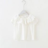 Mädchen Bluse Kinder Tops Rüschen Kragen Kurzarm Hemd Kinder Weiße Kleidung Baby Mädchen Top T-Shirt Prinzessin Hemden