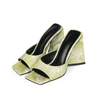 Taille 35-43 Bloquer Super High Heels Femmes Mules Neuf Square Open Toe One Strap Une Braceuse Femmes Pantoufles Sexy Party NightClub Sumers SDEGSGIHJJHH