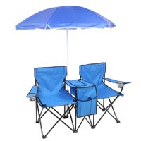 Двухпальный открытый сад наборы 2-сидения с портативным съемным солнцем зонтиком пикник кулер для пикника кемпинг пляжный стол