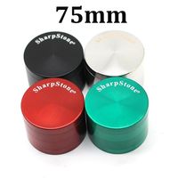 SharpStone Herb Grinder Zinc Alloy Smoking accessories round Flat Grinders Tobacco Sharp stone 4 Layers 75mm Big Size for water bong 1pcs