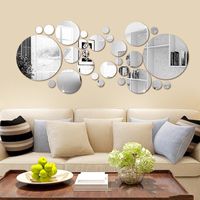 Adesivos de parede 26 / 32pcs redondo espelho 3D adesivo diy tv fundo sala de estar decoração quarto casa de banho decoração de casa