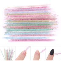 Cuticle Pushers 50/100Pcs Crystal Nail Art Pusher Stick Reusable Double Ended Remover Tool Pedicure Care Nails Manicures Tools