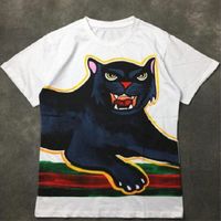 Fashion Mens T-shirt 2021 Berömd Street High Quality Panther Print Polos Kortärmad T-shirts 20SS Män Kvinnor Couples Stylist Tee