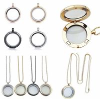 Living Memory Floating Round Locket Pendant Necklace 316L Stainless Steel Toughened Glass Lockets Charm Necklaces Jewelry