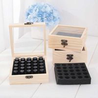 16 25 36 64 Slots Wooden Essential Oil Storage Box Carry Org...