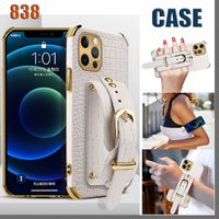 Luxury Business Leather Crocodile Texture Cover Phone Cases holder Wallet case Wristband bracket For iPhone 13 12 11 mini Pro Max Xs Xr Max 838D