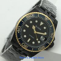 Armbanduhren 40mm Black Dial Herren Mechanische Uhr PVD Hülle Top Luxus Saphhire Glas Leuchtende NH35 Uhrwerk Automatisch