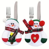Navidad cubiertos cubiertos titulares bolsillos cuchillos horquillas bolsa santa traje navidad ciervo hotel fiesta cena mesa decoración