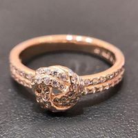 Yeni Stil Gül Altın 925 Ayar Gümüş CZ Elmas Bayanlar Düğün Hediyesi Takı Yüzük Seti Yeni Stil Düğümlü Kalp Yüzük Orijinal Kutusu