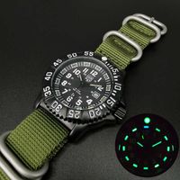 添加物男性の軍事時計レジャーアウトドアスポーツ発光腕時計多機能NATOナイロン防水メンズクォーツ腕時計H1012