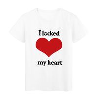 Women's T-Shirt Spring Versatile Lovers T Shirt I Locked My Heart Letter Print Neutral Shirts Streetwear Valentine's Day Casual Hipster