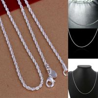Personality Twist Chain Rope Necklace 2MM Silver Italy Chain...