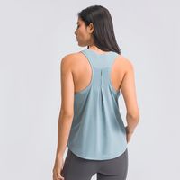 Einfache I-Form-Frauen-Tanks Camis Sportweste L-105 Laufende Fitness-Gym-Kleidung lose atmungsaktive elastische hautfreundliche nackte Yoga-Tops T-Shirts