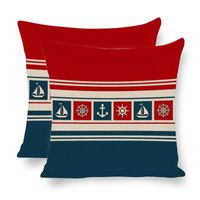 Pillow Case Nautical Symbols Pillowcase Flax Decor Home Nord...
