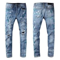 Jeans Menores Moda Amir Amiligo Street Hip Hop Wash Hole Blue Bordery # 635