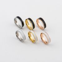 6mm Glue Drop Titanium Steel Band Ring 18K Rose Gold, Fashio...