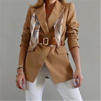 Women Casual Solid Color Blazers Suit Jacket Tailored Collar Long Sleeve Coat With Waistband Office Lady Female Autumn Clothing Women&#039;s Suit