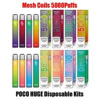100% Original POCO HUGE Disposable E-cigarettes Pod Device Kit 5000 Puffs 950mAh Rechargeable Battery 15ml Prefilled Mesh Coil Cartridge Stick Vape Pen VS a26