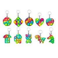 Christmas Simple Keychain Push Bubble Fidget Toys Party Favor Decompression Toy Fidgets key chain Anti Stress Board halloween gift Interactive Games