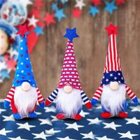 애국적인 그놈 미국 독립 기념일 난쟁이 인형 7 월 선물 별 4 일 선물 별과 줄무늬 수제 스칸디나비아 장식 어린이 인형 FY2605