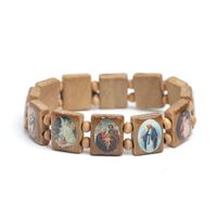Натуральный деревянный католический ювелирные изделия Христианский Иисус Вера Розарных браслетов Религиозные украшения