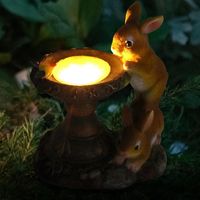 Sollampor LED Power Sculpture Light Outdoor Courtyard Garden Resin Staty Lamp Animal Figurine Decoration Craft