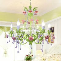 Chandeliers Modern Green European Chandelier Lamp Lustre Light 6L 8L Pink Rose Flower Fixture E14 Decoration