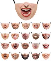 Máscara de cara divertida humana Emo 3D Impresión de algodón Cosplay máscaras divertidas lavables reutilizables a prueba de polvo a prueba de adultos de la boca de la moda