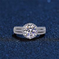 3.0 Carats luxury Wedding Ring Round Brilliant Diamond Halo Engagement Rings For Women Bridal Jewelry Include Box 220122