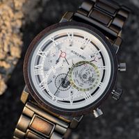 Wood Men Chronograph Japansk rörelse Quartz Armbandsur Valentinsdag Gåvor för man Relojes Para Hombre Armbandsur