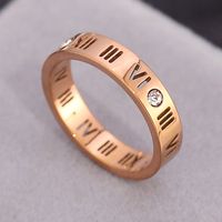 Alta qualidade oco numerais romanos anel de aço inoxidável amantes românticos tamanho 6 7 8 9 10