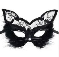 19 * 8 см лиса маски сексуальные кружевные кошка маска из ПВХ черные белые женщины венецианские маскарады мяч партии маска производительности веселые маски LLF11105