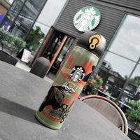 Соединение кружки Starbucks Herschel Соединение Происхождение кофе камуфляж из нержавеющей стали вакуумная чашка 500 мл зеленый тумблер 46ю