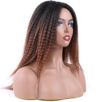 Synthetic Wigs 14 Inches Short Ombre Kinky Curly Afro Hair Wig For Women Medium Part Black Natural Female